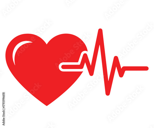 Illustration of a heart with an electrocardiogram ecg trace, a symbol of health, vitality, and medical care, it represents cardiology