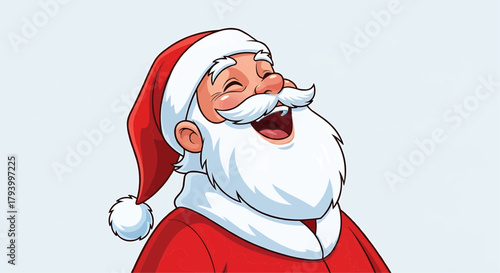 Jolly Santa Claus Laughing Heartily with Head Tilted Back