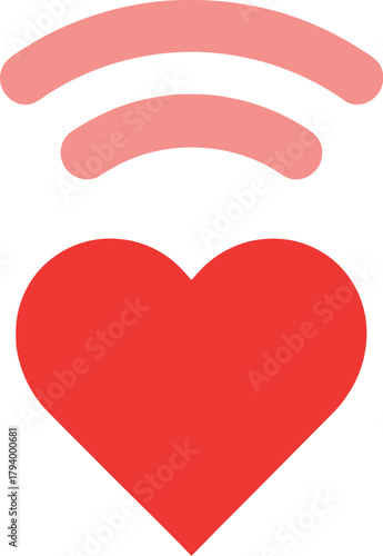 Vibrant red heart with subtle signal waves radiating upwards, symbolizing connection, love, or health data transmission.