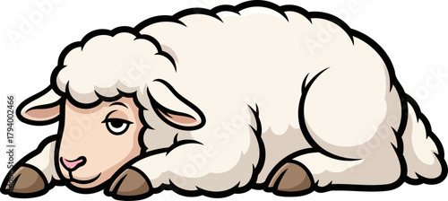 adorable cartoon sheep prepares for dreamland, evoking peaceful, tranquil moments, isolated on transparent background