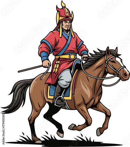 ancient cavalier embarking on an epic journey across vast, untamed lands, isolated on transparent background