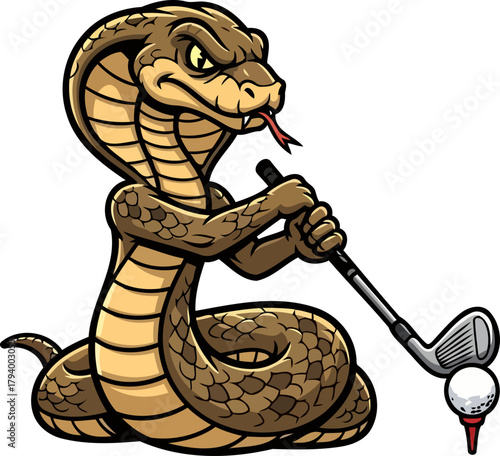 apex predator on the green a cobras fierce determination to ace the hole, isolated on transparent background