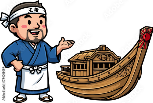 artisan chef proudly showcases a magnificent, handcrafted japanese culinary serving vessel, isolated on transparent background