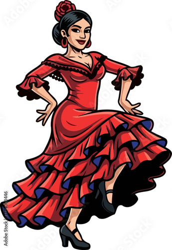 captivating spanish flair graceful flamenco dancer moves with expressive passion, isolated on transparent background