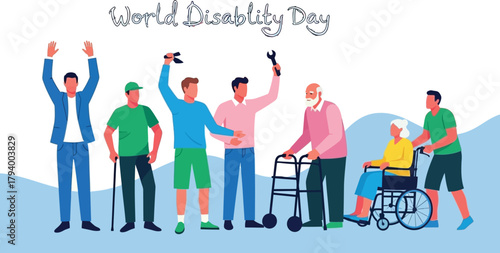 Diverse group celebrating inclusivity and support on World Disability Day, showing unity and empowerment for all.