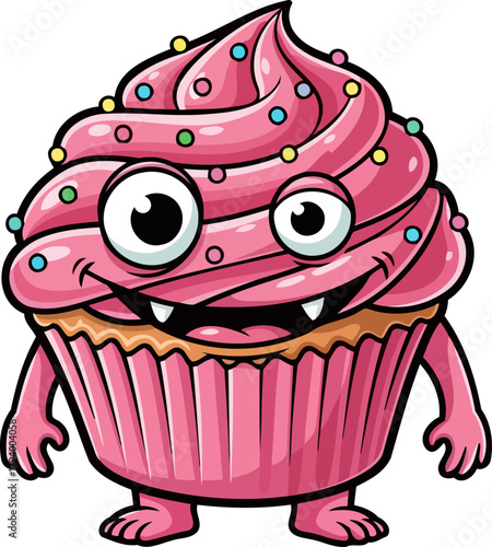 cheery frosting fiend a delightful dessert monster bringing joyful mischief, isolated on transparent background