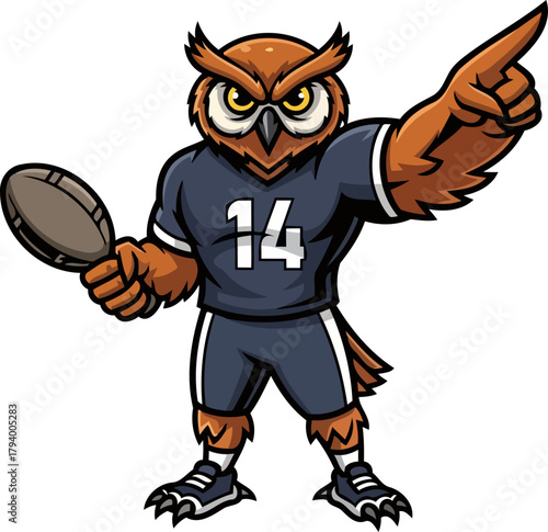 determined owl quarterback signals next play, dominating the gridiron, isolated on transparent background