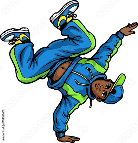 dynamic performer defies gravity, expressing vibrant hiphop culture through exhilarating street dance, isolated on transparent background