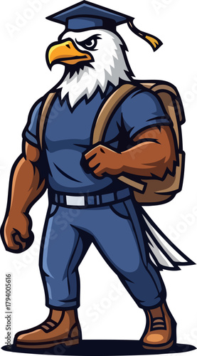 empowered academic eagle ready for new horizons, carrying knowledge and ambition forward, isolated on transparent background