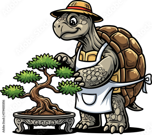 endearing reptile cultivates tiny wonders, infusing serenity into living sculpture, isolated on transparent background