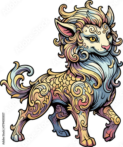 enchanting pastel guardian strides forth, embodying mystical artistry and serene power, isolated on transparent background