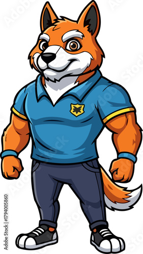 energetic fox mascot stands ready, exuding modern charm and approachable confidence, isolated on transparent background