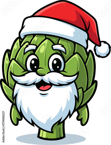 festive artichoke santa delivers healthy holiday joy, bringing wholesome cheer to celebrations, isolated on transparent background