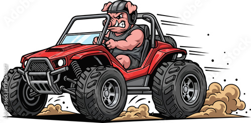 furious boar accelerates offroad, embracing raw power and unstoppable racing spirit, isolated on transparent background