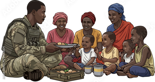 generosity in uniform a shared meal fostering global connection and goodwill, isolated on transparent background