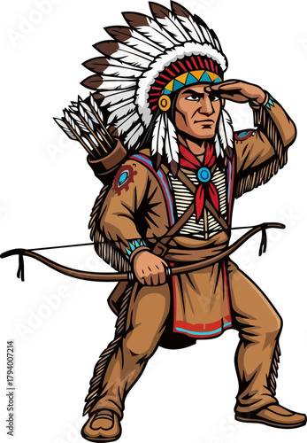 indigenous pathfinder eyes the future, honoring heritage with unwavering vision, isolated on transparent background