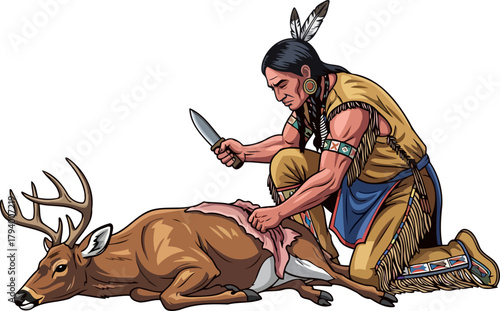 indigenous hunters craft honoring natures gift through ancient sustenance rituals, isolated on transparent background