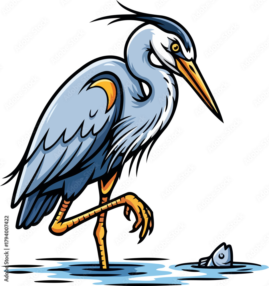 Obraz premium intense blue heron concentrates on its next catch, demonstrating natures focus, isolated on transparent background