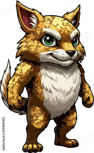 intelligent wilderness spirit stands tall, embodying natural wisdom and playful cunning, isolated on transparent background