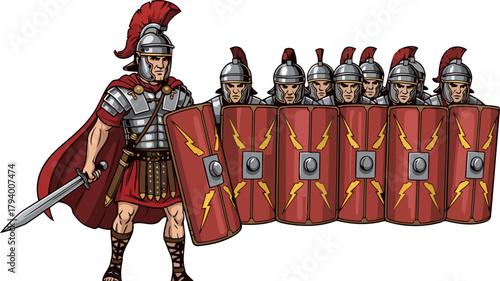 iron will roman centurion and his undaunted legion, a symbol of unbreakable strength, isolated on transparent background