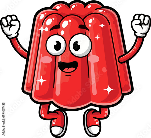 jiggly delight mascot bounces with exuberant joy and sparkling triumph, isolated on transparent background