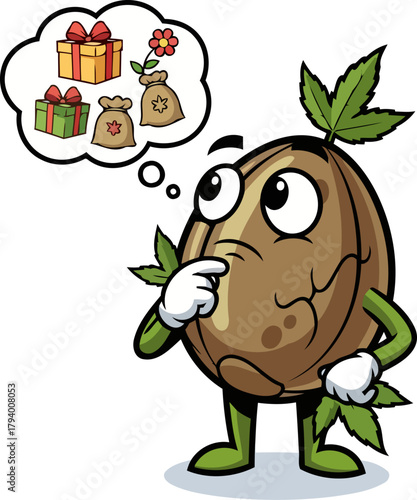 little seed considers future growth options, thoughtfully planning bountiful gifts ahead, isolated on transparent background