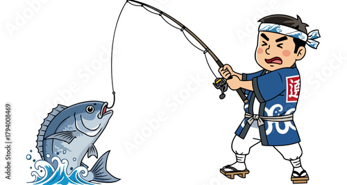 mighty catch a determined angler hooks an energetic fish, seizing victory, isolated on transparent background
