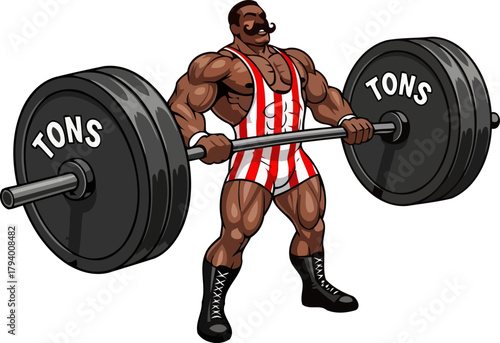 mighty strongman conquers massive weight, symbolizing unyielding power and triumphant human endeavor, isolated on transparent background