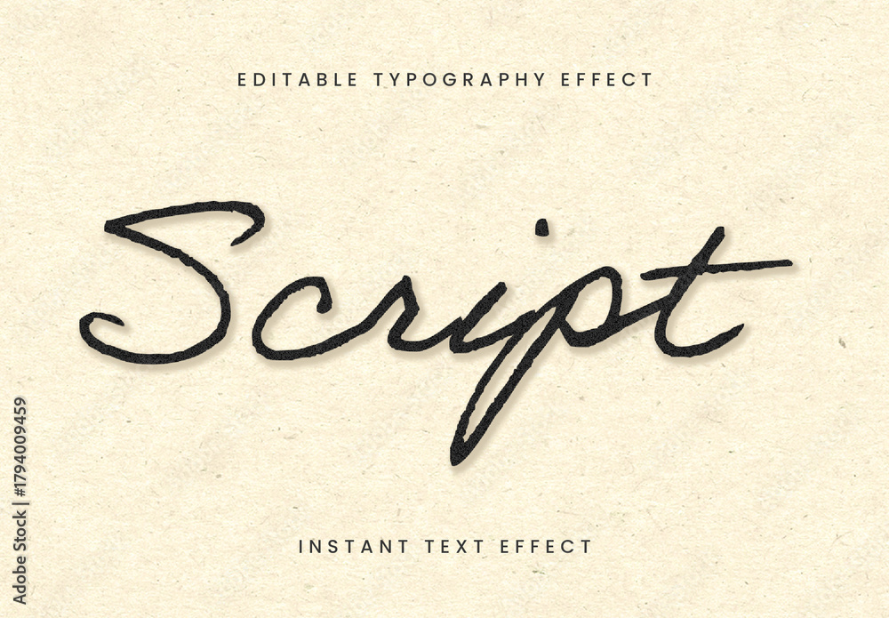 Black Ink Pen Text Effect Handwritten Script Font Stock Template ...