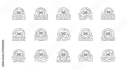 Photos Modern Line Art Icon Set Representing Data Breach, Cyber Security Threats and Vu