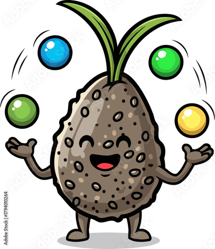 spirited root juggler delights with a lively, colorful acrobatic show, isolated on transparent background