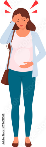 Pregnant Woman Suffering from Headache or Migraine Pain