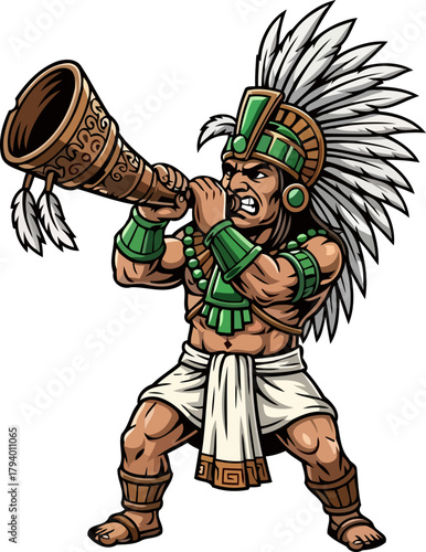 tribal leader unleashes resounding call, awakening primal spirit and ancient wisdom, isolated on transparent background