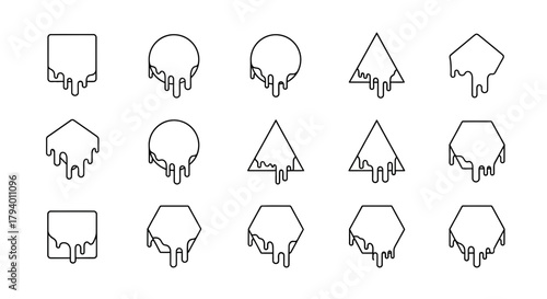 Dynamic dripping shapes collection offers modern abstract design elements for creative projects, perfect for branding and web.