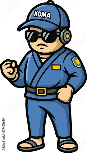 vigilant urban enforcer ready to maintain order with unyielding resolve, isolated on transparent background