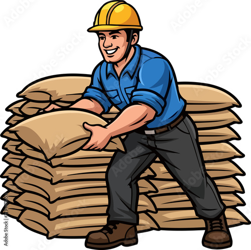vigorous construction worker confidently moves essential building supplies, powering project success, isolated on transparent background