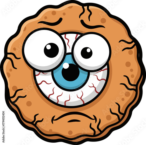 worldweary eye an exhausted cyclops expressing profound digital burnout and strain, isolated on transparent background