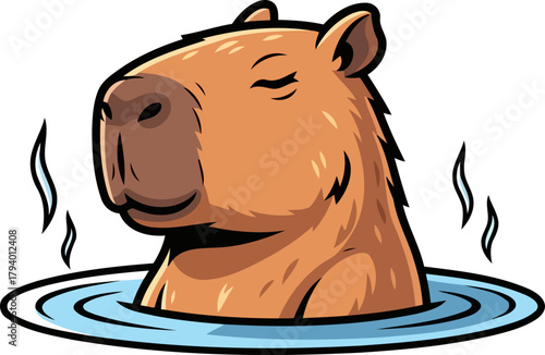 zen capybara enjoys a steamy, peaceful soak, radiating ultimate calm and serenity, isolated on transparent background