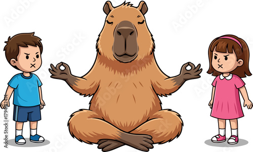 zen capybara models peaceful patience for frustrated youngsters seeking calm, isolated on transparent background