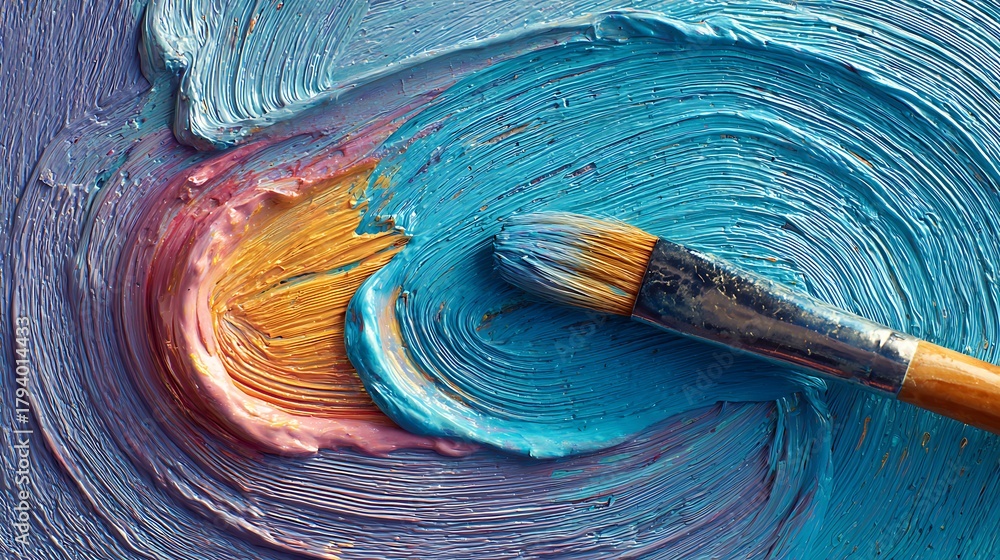 Fototapeta premium paint brush and paint background