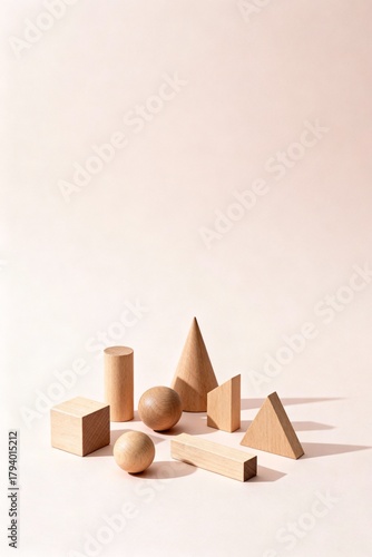 Minimal Wooden Geometric Blocks Set