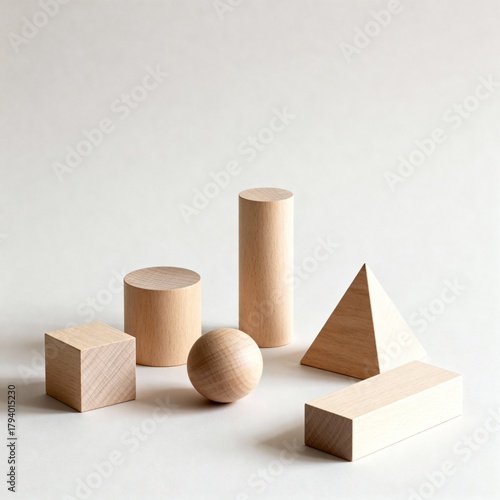 Minimal Wooden Geometric Blocks Set