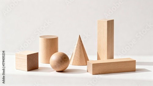 Minimal Wooden Geometric Blocks Set