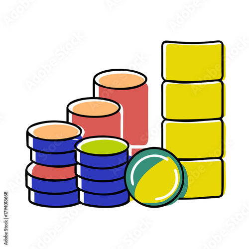 Visualize financial growth with dynamic stacks of coins, perfect for presentations, reports, or marketing materials that showcase success and investment returns