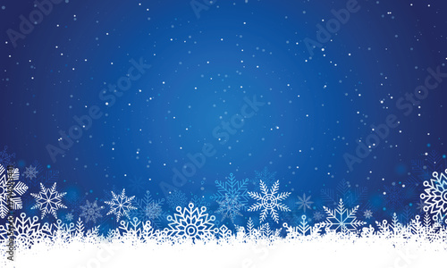 modern winter background with Snowflakes Border on blue gradient background decoration