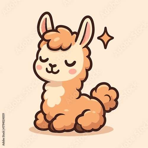 Cute cartoon alpaca mascot illustration