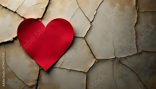 A broken heart symbol on a cracked wall, representing the impact of teen dating violence and the need for awareness and prevention