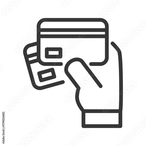 Debit Card Illustration with Outline Style Variation