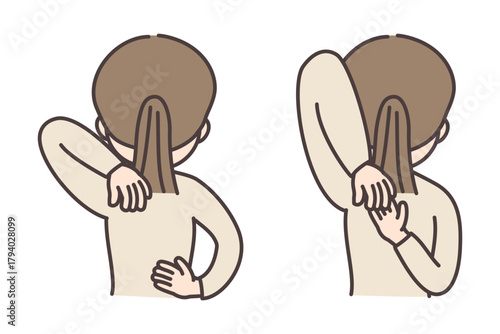 背中で手が組めるかどうかのストレッチ比較イラスト