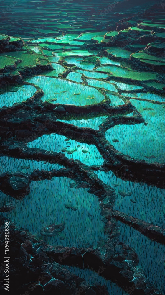 Naklejka premium Abstract terraced rice paddies